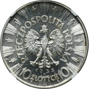 Piłsudski, 10 zlotých 1935 - NGC MS62★.