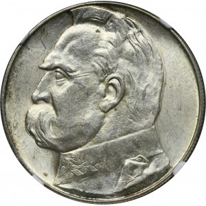 Piłsudski, 10 złotych 1939 - NGC MS62