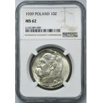 Piłsudski, 10 zlatých 1939 - NGC MS62