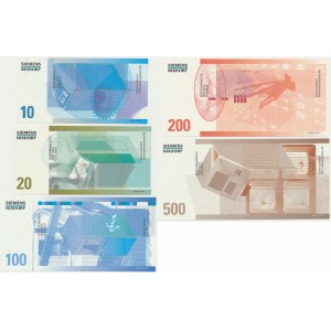 Niemcy, SIEMENS-NIXDORF, zestaw banknotów testowych 10-500 - WZÓR - (5 szt.)