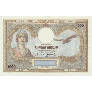 Serbia, 1.000 dinarów 1931