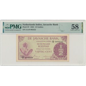 Dutch India, 1/2 Gulden 1948 - PMG 58