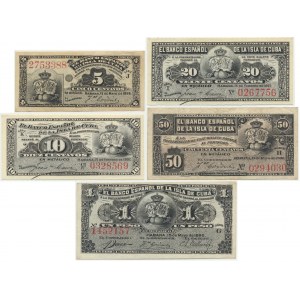 Cuba, lot 5 Centavos - 1 Peso 1896-97 (5 pcs.)