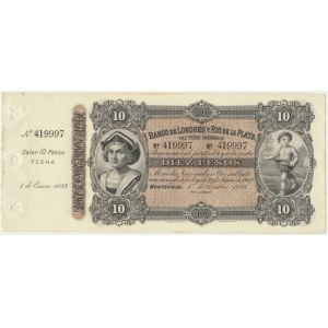 Uruguay, Banco de Londres y Río de La Plata, 10 peso 1883