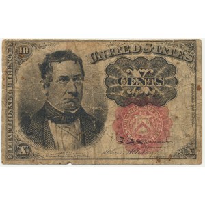 USA, červená pečať, 10 centov 1874