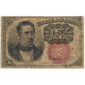 USA, Červená pečeť, 10 centů 1874