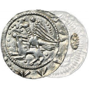 Ladislaus II. der Verbannte, Denar - Adler und Hase, Punkte und Rosette