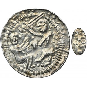 Ladislaus II. der Verbannte, Denar - Adler und Hase, Punkte und Rosette