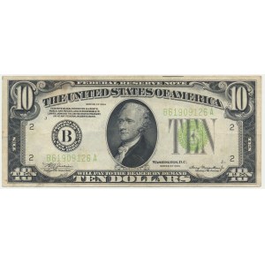 USA, Green Seal, Nowy York, 10 Dollars 1934 - Julian & Morgenthau -