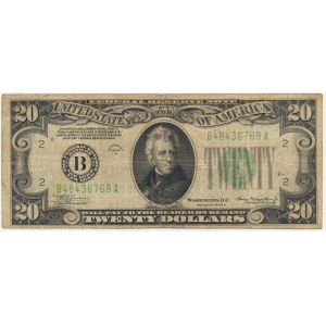 USA, Green Seal, New York, $20 1934 - B - Julian &amp; Morgenthau -.