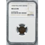 1 grosz 1930 - NGC MS63 BN