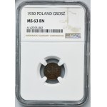 1 cent 1930 - NGC MS63 BN