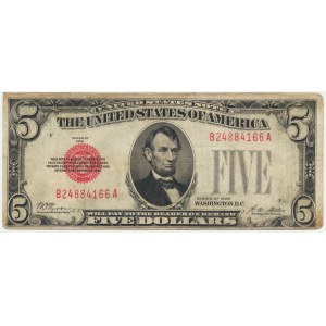 USA, Red Seal, 5 dolarów 1928 - Woods & Mellon -