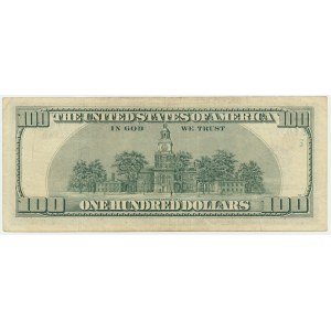 USA, Green Seal, 100 dolarów 1996 - Withrow & Rubin - odwrócony znak wodny -