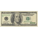 USA, Green Seal, $100 1996 - Withrow &amp; Rubin - obrácený vodoznak -.