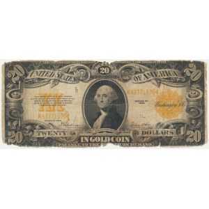 USA, zlatý certifikát, 20 USD 1922 - Speelman &amp; White -.