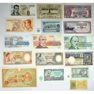 Zestaw, mix banknotów zagranicznych (16 szt.)