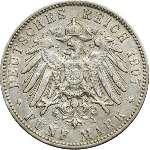 Germany, City of Hamburg, 5 Mark 1907 J