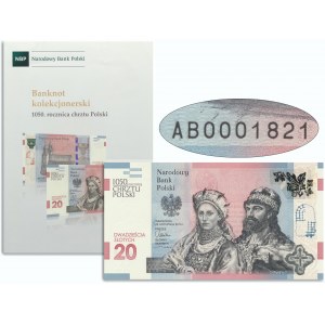 20 złotych 2015 - 1050 rocznica chrztu Polski - AB 0001821 - niski numer -