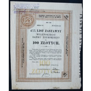 Vilnius Land Bank, 4,5% Hypothekenanleihe, Serie I, 1926
