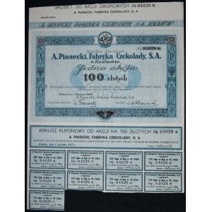 A. Piasecki Chocolate Factory S.A., 100 zloty 1933
