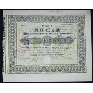 Lwowskie Towarzystwo Akcyjne Browarów, 100 Zloty 1928, Ausgabe X