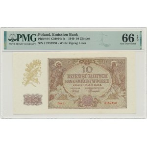 10 zlatých 1940 - J - PMG 66 EPQ