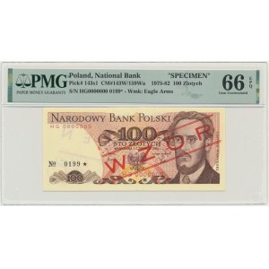 100 złotych 1982 - WZÓR - HG 0000000 - No.0199 - PMG 66 EPQ