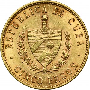 Cuba, First Republic, 5 Pesos Philadelphia 1915