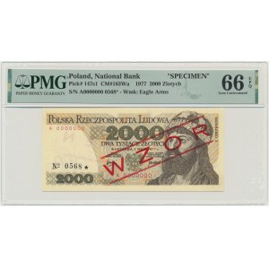 2 000 zlatých 1977 - MODEL - A 0000000 - č. 0568 - PMG 66 EPQ