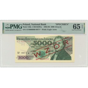 5.000 złotych 1986 - WZÓR - AY 0000000 - No.0071 - PMG 65 EPQ