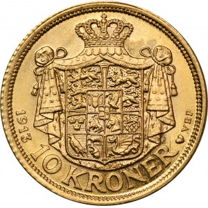 Dánsko, Krystian IX, 10 korún Kodaň 1913