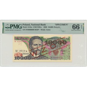 10.000 złotych 1988 - WZÓR - W 0000000 - No. 0649 - PMG 66 EPQ - RZADKI