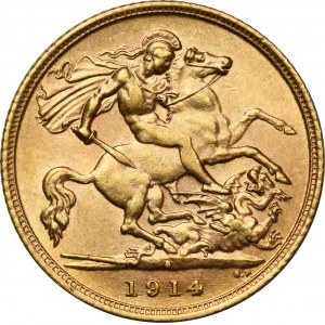 Great Britain, George V, 1/2 Sovereign London 1914