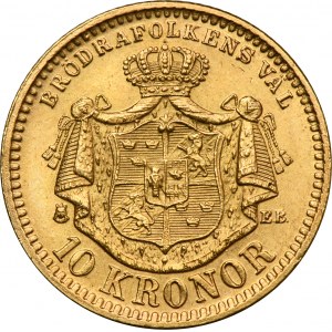 Švédsko, Oscar II, 10 korún Štokholm 1883