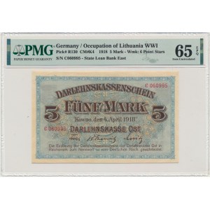 Kaunas, 5 značiek 1918 - C - PMG 65 EPQ