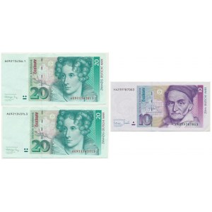 Germany, BDR, lot 10-20 Mark 1991-93 (3 pcs.)