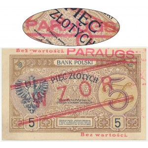 5 zloty 1924 - MODEL - II EM.A - with PARAUGS stamp - UNNOTED