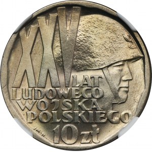 10 zlatých 1968 XXV. výročie Poľskej ľudovej armády - NGC MS68