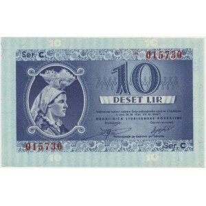 Jugoslawien, Slowenien, Deutsche Besatzung - Laibach, 10 Lire 1944