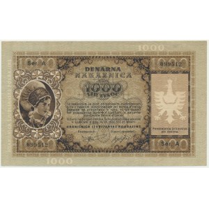 Jugoslawien, Slowenien, Deutsche Besatzung - Laibach, 1.000 Lira 1944 - RARE