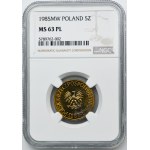 5 złotych 1985 - NGC MS63 PROOF LIKE - jak lustrzanka