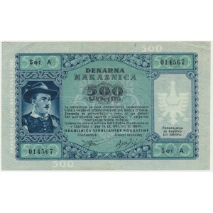 Yugoslavia, Slovenia, German Occupation - Laibach, 500 Lire 1944