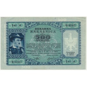 Jugosławia, Słowenia, Okupacja Niemiecka - Laibach, 500 lirów 1944