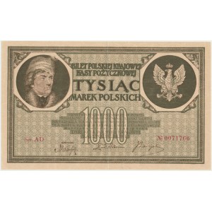 1 000 marek 1919 - Série AD - vzácnější odrůda