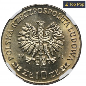 10 Zloty 1971 50. Jahrestag des schlesischen Aufstandes - NGC MS67