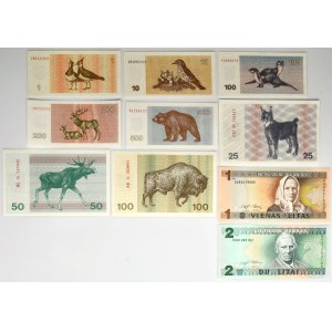 Litwa, zestaw banknotów 1991-94 (10 szt.)