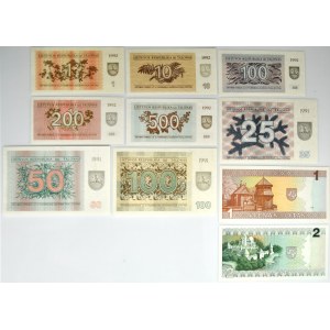 Litauen, Banknotensatz 1991-94 (10 Stück)