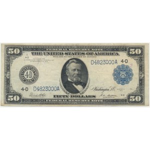 USA, Modrá pečeť, Cleveland, $50 1914 - White &amp; Mellon - NICE