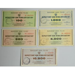 Set, deposit revaluation vouchers 100 - 10,000 zloty 2002 (5pcs).